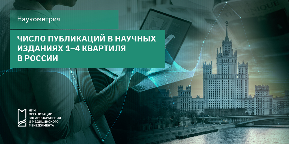 Количественное распределение публикаций по медицине в научных изданиях 1–4 квартиля для России
